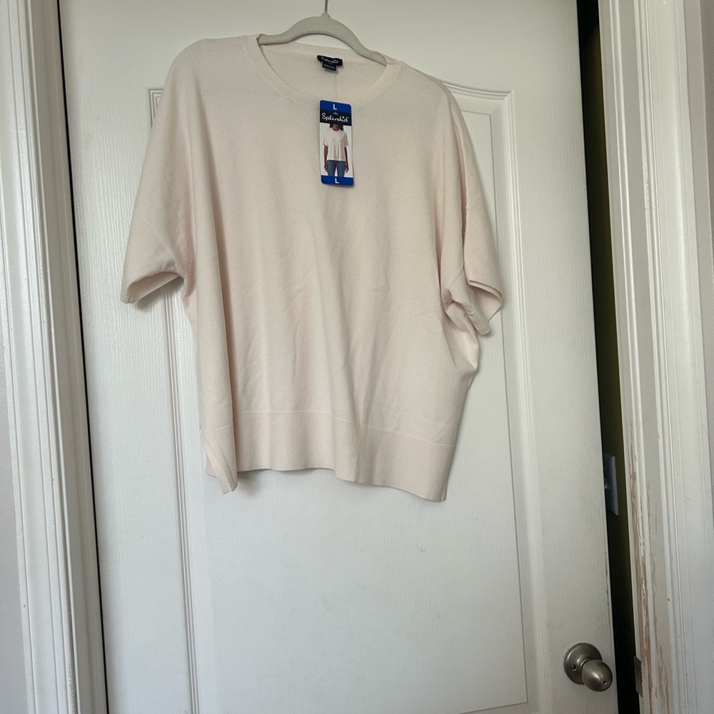 Splendid Cream Crewneck short sleeve Sweater/top